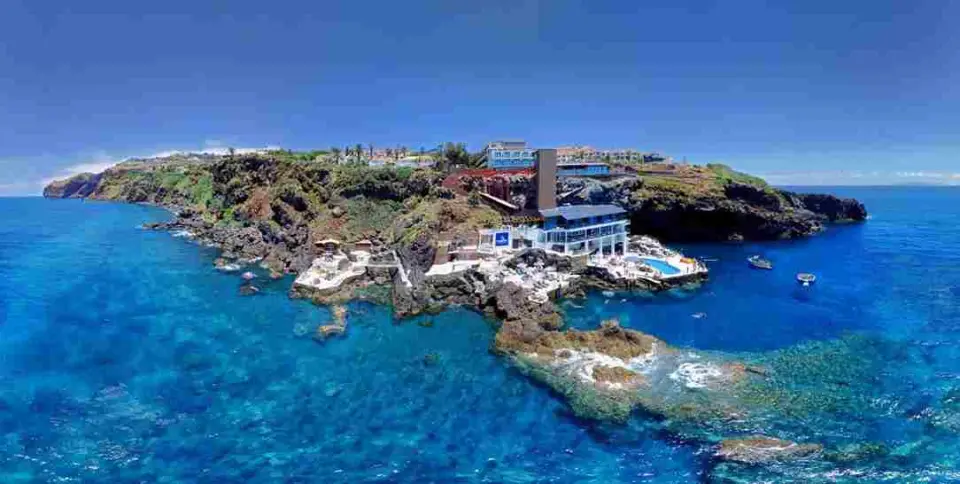 Diver in the clear water of the Garajau marine reserve, Madeira