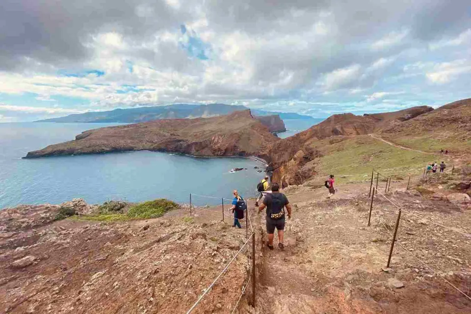 Red and ochre volcanic cliffs of the Ponta de São Lourenço peninsula